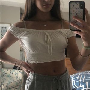 Off the Shoulder Ruffle Crop